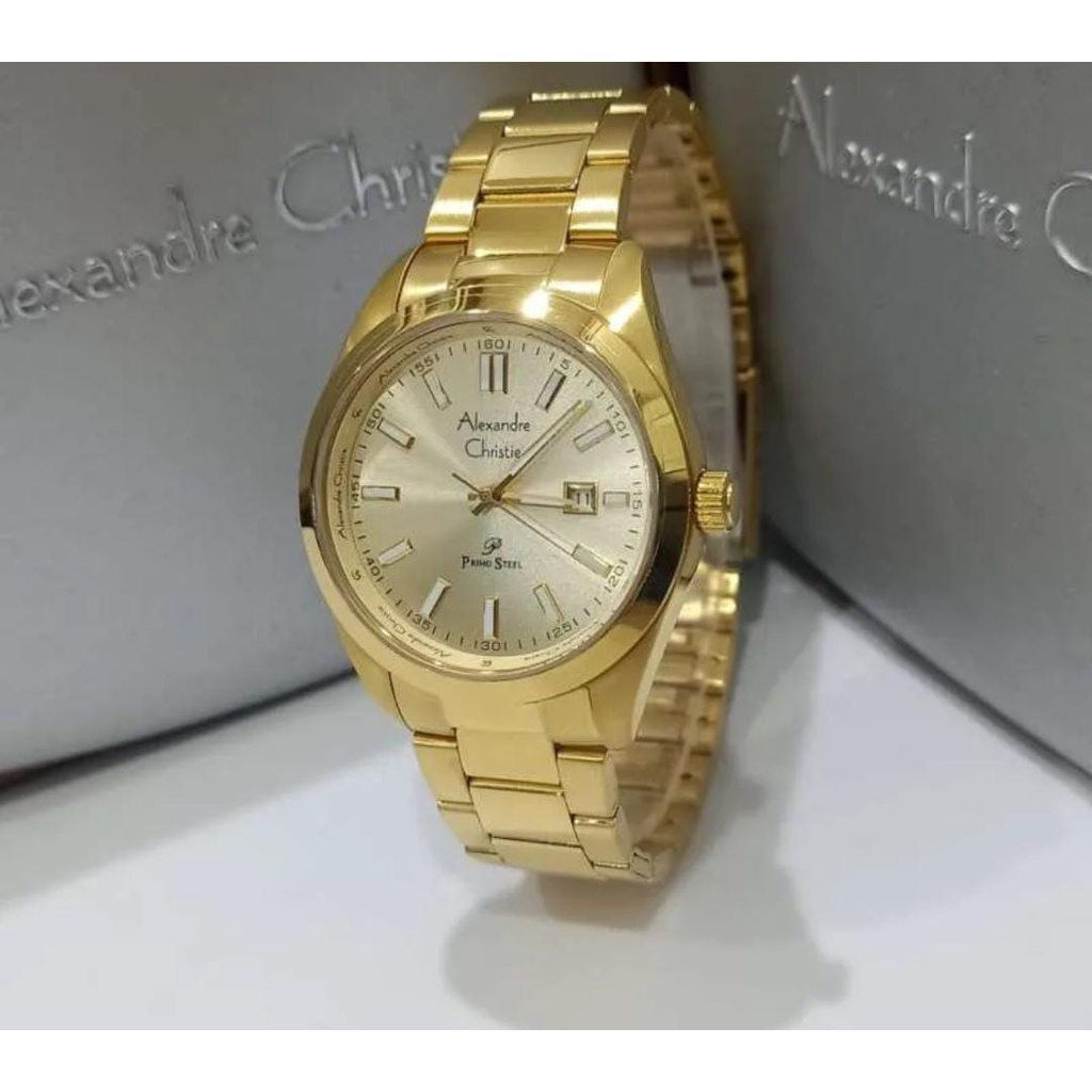 Jam Tangan Wanita AC 1021MD  Full Gold Alexandre Christie Original
