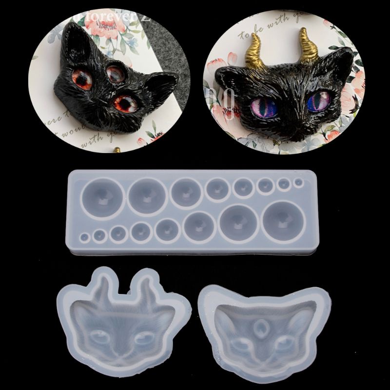 SIY  Cute Cartoon Cat Eye Silicone Resin Molds Kit Epoxy Resin Casting Jewelry Tools