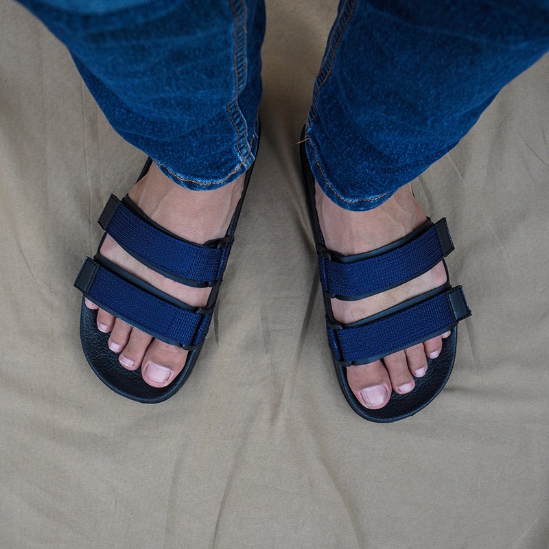 Sandal Slide Pria Walkers Weber Navy Blue / Sendal Slop Santai Cowok Casual Kekinian Flipflop Kece