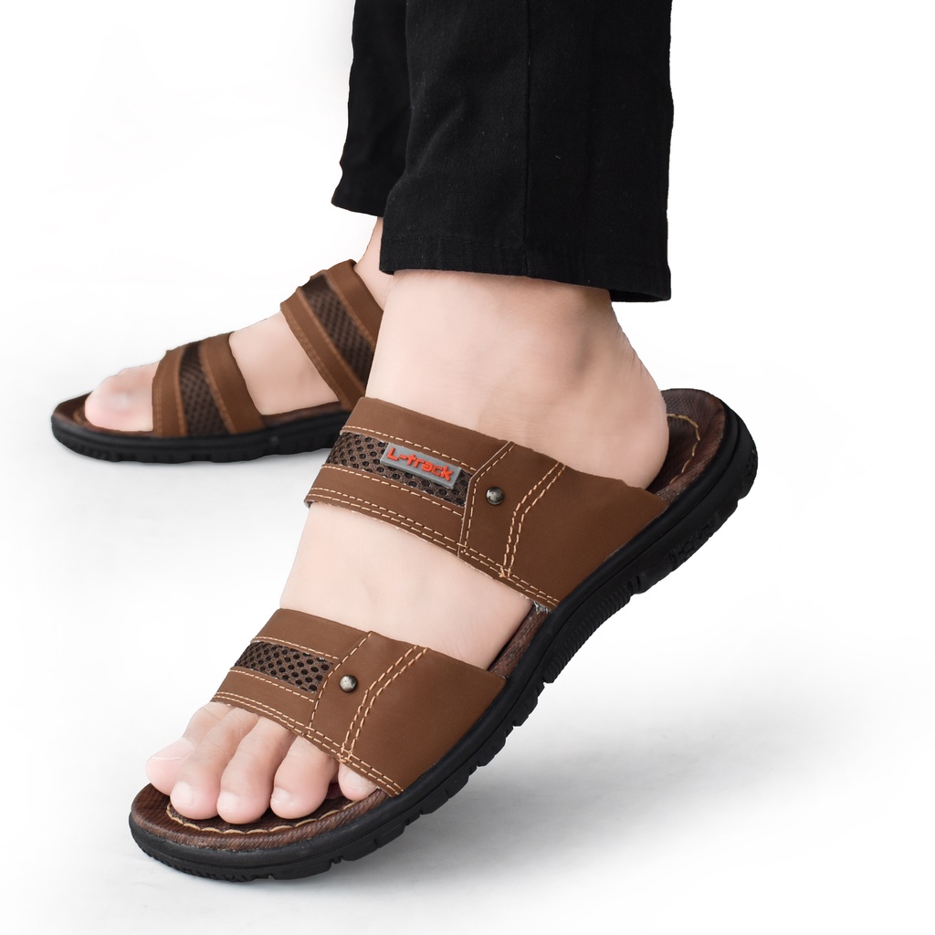 Sandal kulit davis 11 pria dewasa model slop nyaman dan milenial Upper kulit sendal lebaran selop terbaru keren slide terlaris ringan