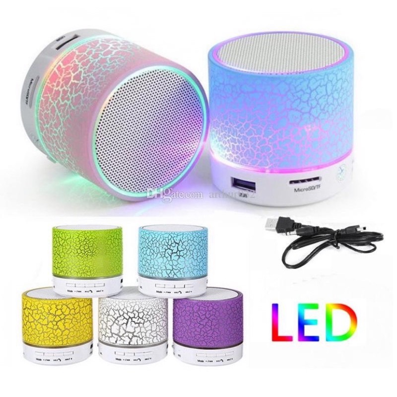 Speaker Bluetooth Retak LED BT Audio Bulat Kecil Lampu Music MP3 Receiver-1