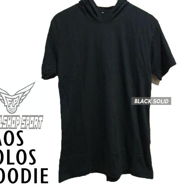 ➻ SOFT KAOS POLOS HOODIE LENGAN PENDEK HITAM BAJU KUPLUK PRIA WANITA BANYAK WARNA M L XL ➼