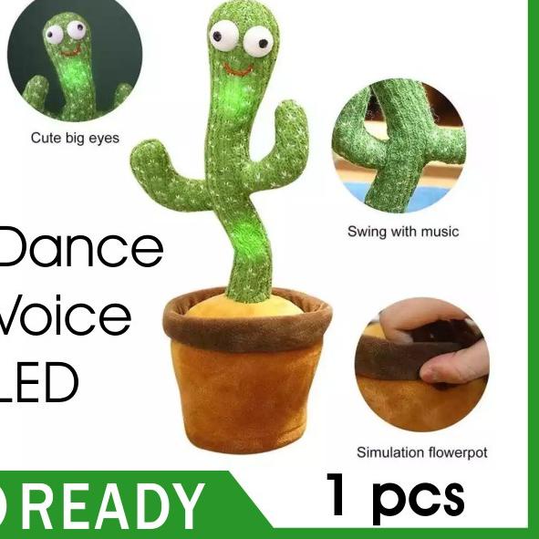 ➽ Cactus Dancing Doll Talking Toy Mainan Kaktus Goyang Joget Menari toys peniru suara tiktok viral ☆
