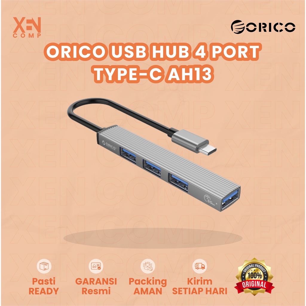 USB Hub Type C Orico AH13 4 Port Type C to USB 3.0 Original Garansi Resmi