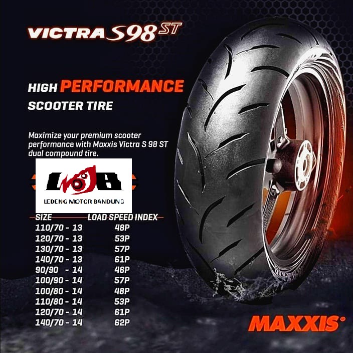 Maxxis 100/80-14 Victra S98 ST Ban Tubeless Motor Matik Scooter Matic Tire