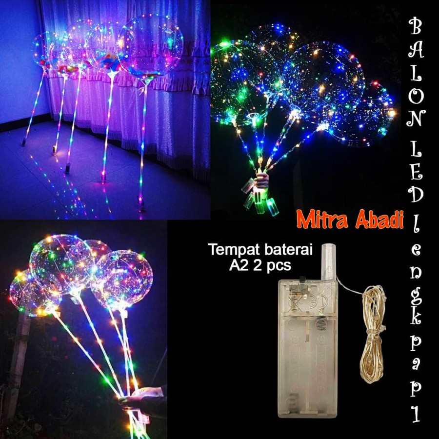 Balon LED RGB LENGKAP 1/BOBO LED/Balon Lampu Tumblr 1 MODE + Gagang