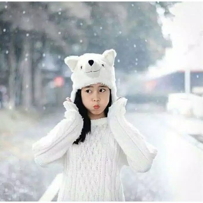 Kupluk animal hat worlf srigala hitam tebal halus