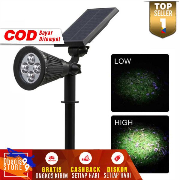 Lampu Taman Tenaga Surya Lampu Outdoor 4 LED Garden Lamp Solar Panel Hiasan Halaman Rumah