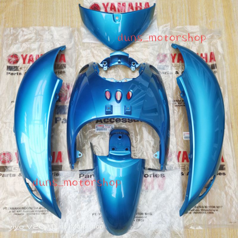 Cover body halus set fino karbu / fino lama warna hijau tosca original yamaha