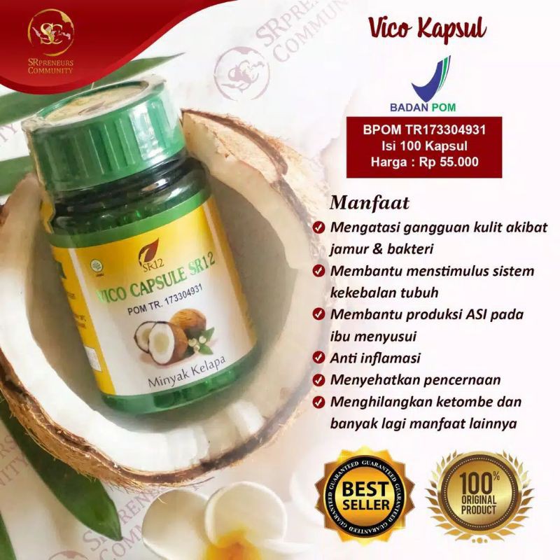 VCO CAPSUL SR12 / UNTUK KESEHATAN & DAYA TAHAN TUBUH / SOLUSI PENGGEMUK BADAN / BPOM