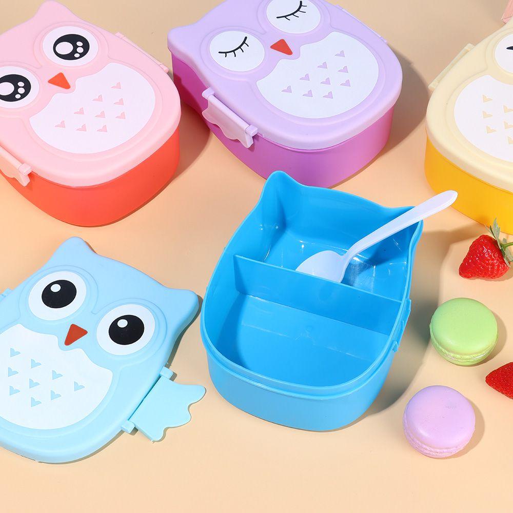 Solighter Lunch Box Kartun Sendok Cute Owl Wadah Makanan