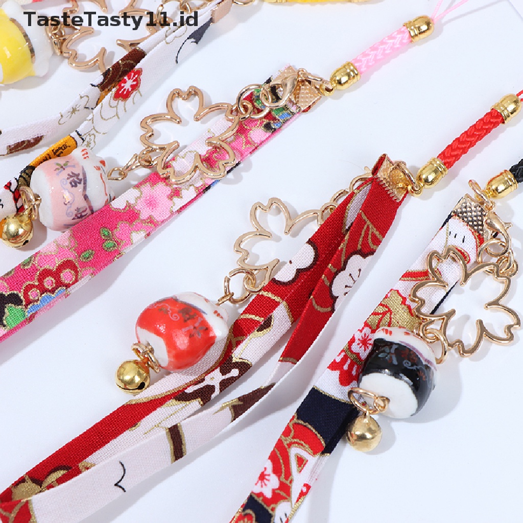 (TasteTasty) Tali Lanyard Motif Bunga Daisy / Kucing / Lonceng Untuk Aksesoris Handphone