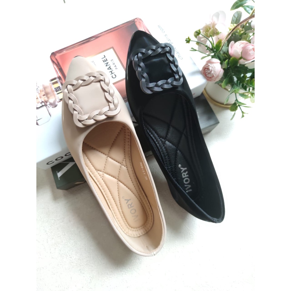 IVORY Sepatu Flat Wanita Import 999-51 Hitam