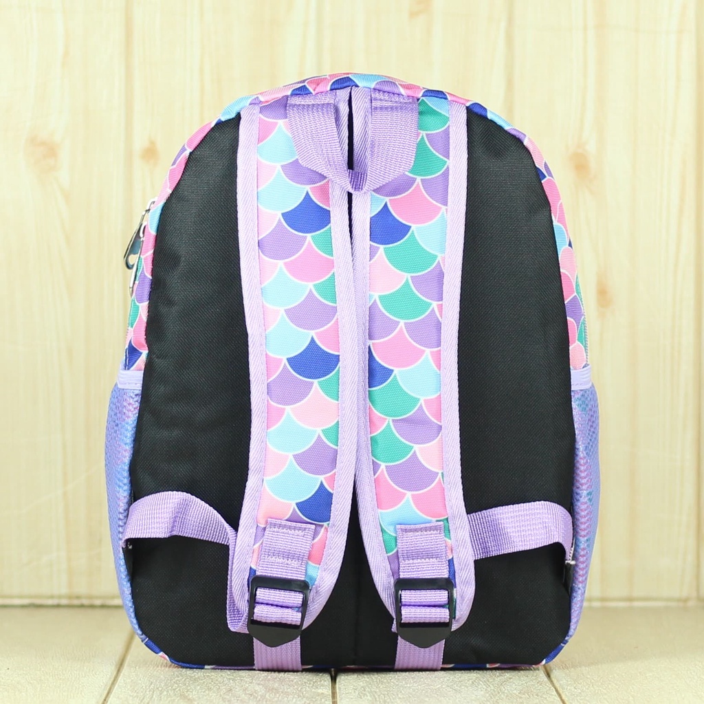 Tas Ransel Backpack Anak Perempuan Laki laki Import Mermaid Ungu Sekolah TK SD PAUD Kecil Mini Impor Karakter Kartun Embos