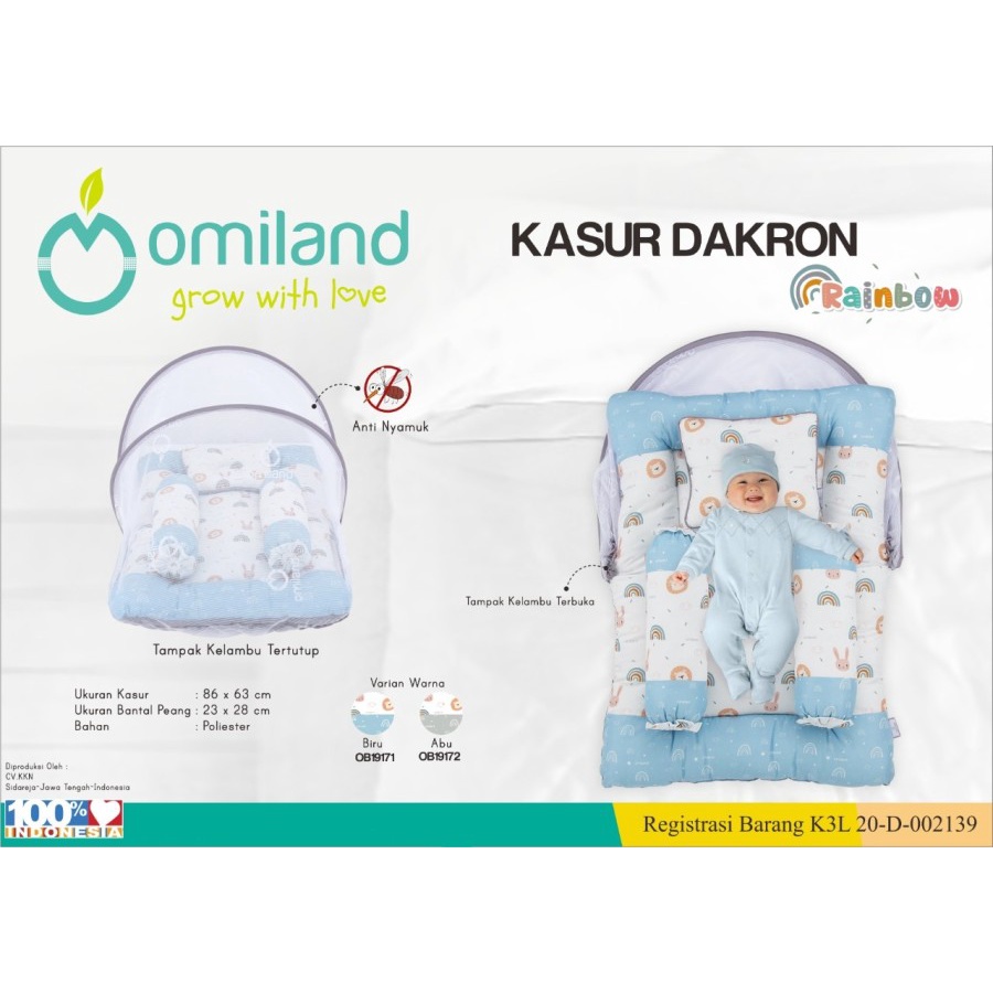 Omiland Kasur Lipat Bayi Dakron + Kelambu Rainbow Series - Bayi Online Shop