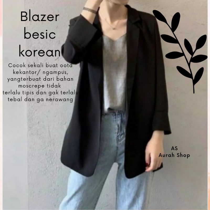 Blazer Wanita Korea / Blazer Basic Plain Korean Style / Blazer Tangan Panjang Wanita outher