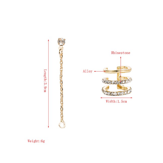 LRC Anting Tusuk Fashion Color Geometric Alloy Diamond Chain P50029