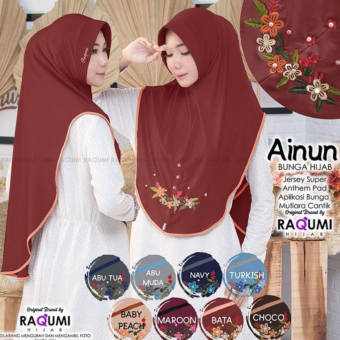 JILBAB AINUN BUNGA ORI RAQUMI HIJAB TERBARU AGUSTUS