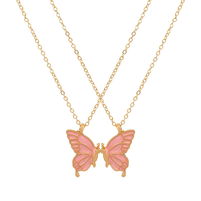 2pcs / Set Kalung Rantai Liontin Kupu-Kupu Elegan Untuk Wanita