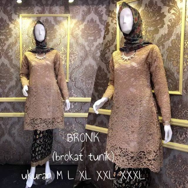 COD!!! Setelan kebaya bronik / kebaya brukat tunik / kebaya syar'i / maroon / navy / abu / gold