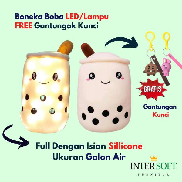 Pillow Doll | Boneka Boba Led/Lampu Milk Tea Bantal Boneka Gentong Galon Empuk