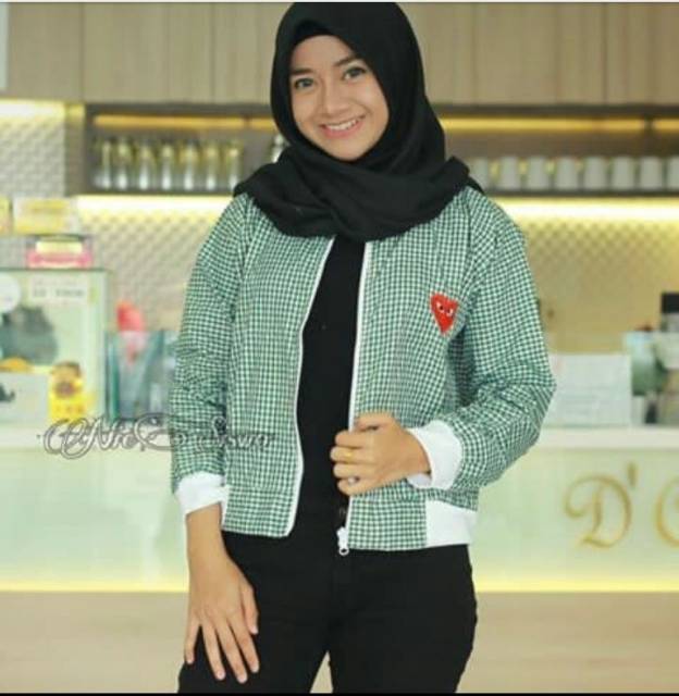 Jaket Tartan bomber