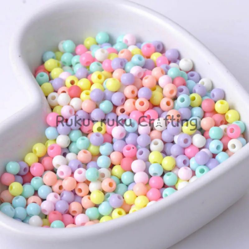 (20 gr) Manik Mote Susu Pastel Manik Bulat Pastel 4/6/8 mm