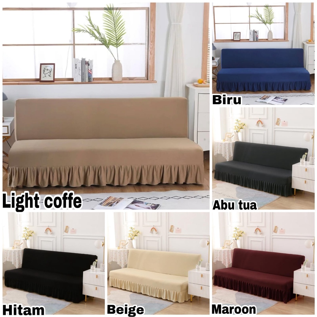 Sarung PELINDUNG sofa bed INFORMA elastis Cover RUMBAI sofa bed import
