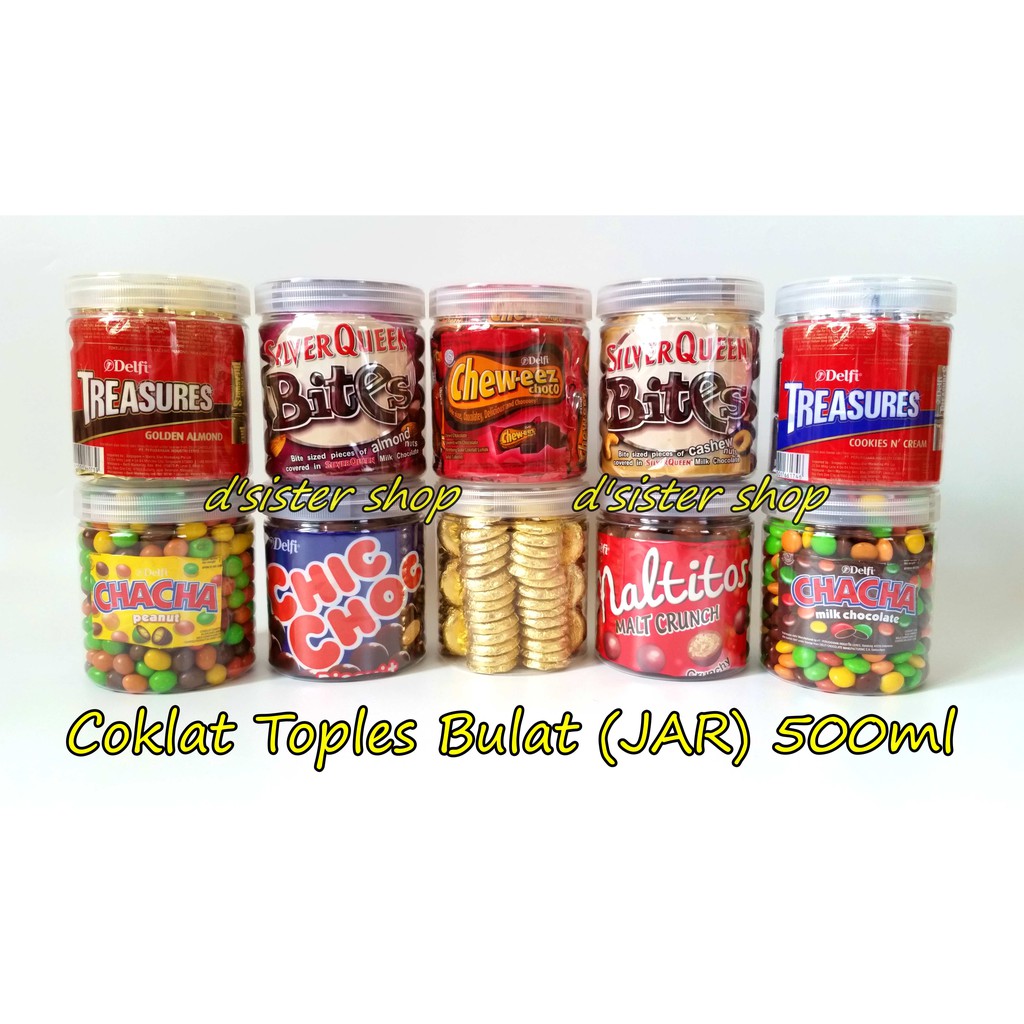 

COKLAT DELFI SILVERQUEEN CHACHA TREASURES COKLAT COIN CHIC CHOC MALTITOS TOPLES JAR 500ml 500ml