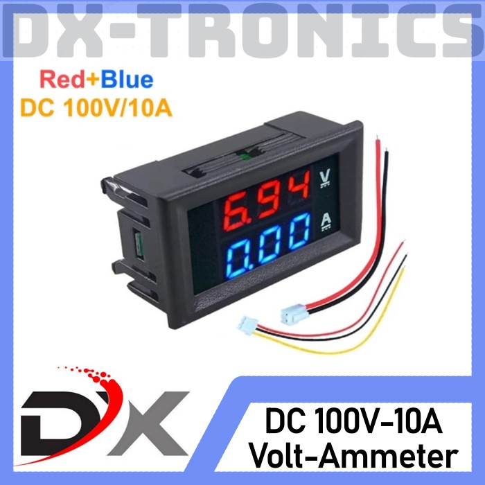 Combo Amperemeter + Voltmeter Digital 0-100v 10A ammeter red blue