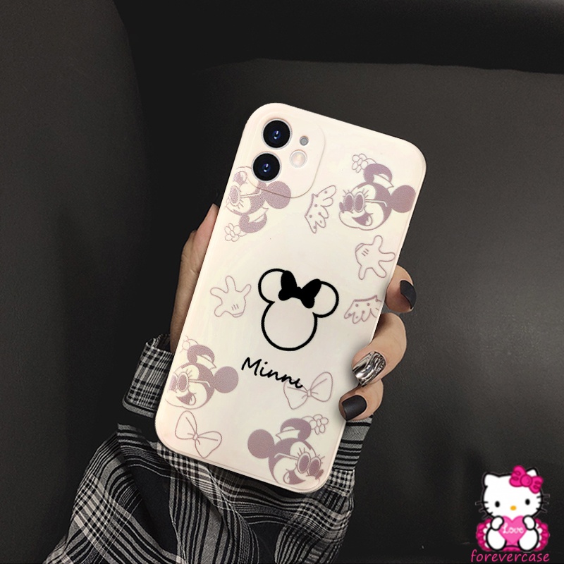 Cartoon Case Iphone 13 pro max 11 12 Couple 7 8 Plus Lover Cute Kawaii Xr Xs X Mickey Mouse Xs Max Se 2020 6 6S Plus Straight Edge Square Iphone 12 11 Pro Max Minnie Tpu Soft Camera Protector Cover