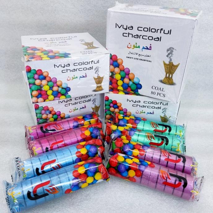 Arang Magic Warna Rainbow Langsung nyala Charco Shisa Bokhour Dupa Arang Banafa