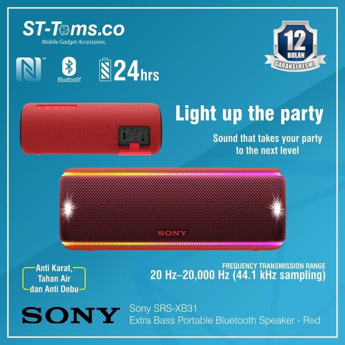 Dijual Sony SRS-XB31 / XB-31 Extra Bass Portable Bluetooth Speaker - Red Murah