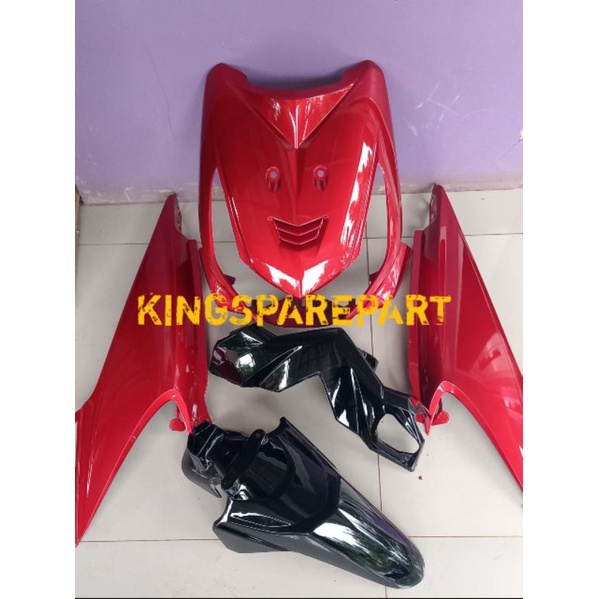 Cover body full halus Honda Beat Karbu 2007-2012 merah hitam / Fullbody halus beat karbu merah hitam