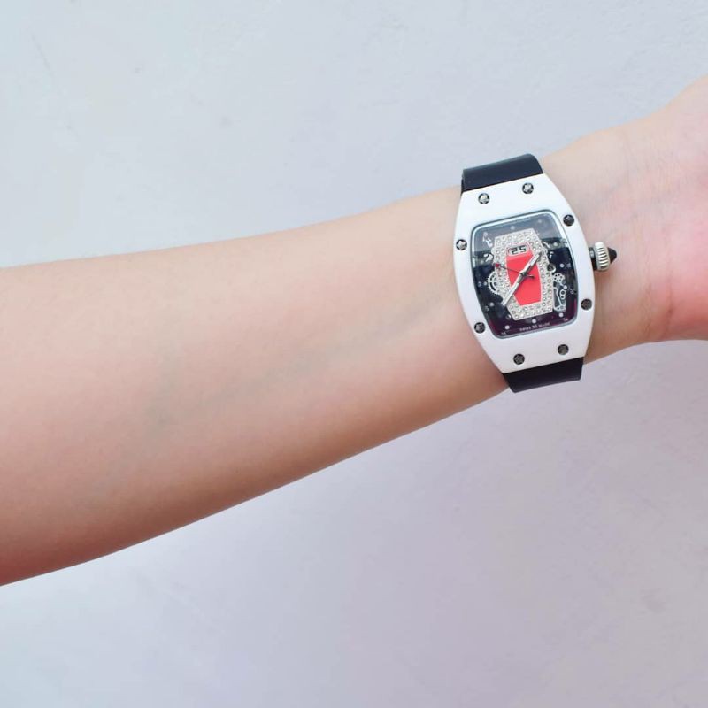 Jam Riccha*rd Mi*ile wanita tali karet Premium - ada tanggal + free gelang ( model random)