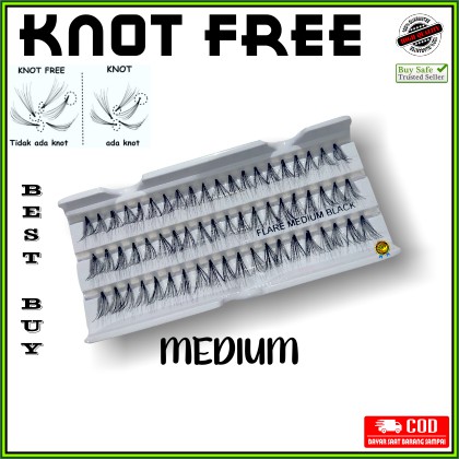Bulu mata Tanam KNOT FREE Bulumata Eyelash Extension Natural Lembut Bagus Murah Flare 60 Helai