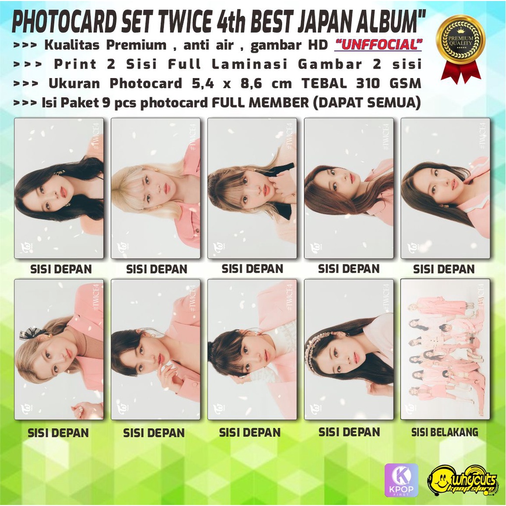 PHOTOCARD FULL SET PREMIUM TWICE / TWICE 4 BEST ALBUM JAPAN VER / PRINT 2 SISI FULL LAMINASI / ISI FULL PACK DAPAT SEMUA