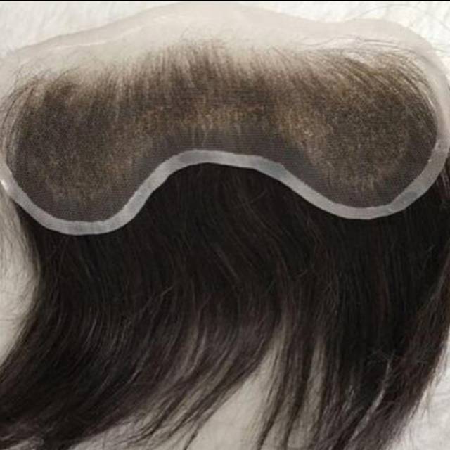 Toupee Hair line / hair toupee /penutup botak dahi TEMPEL (model M) Bisa KLIP