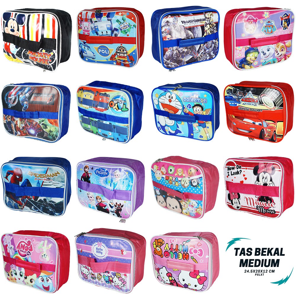 Tas bekal anak karakter / lunch box insulated alumunium / TAS MEDIUM