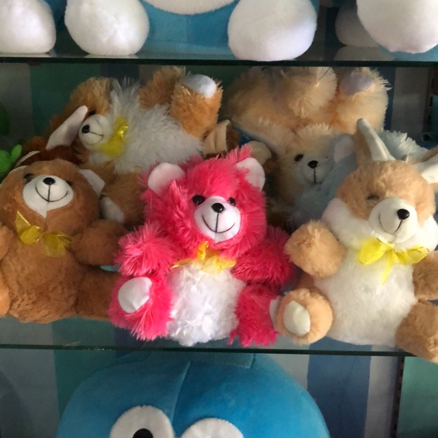 Boneka kelinci bulu, panda bulu, kelinci kecil panda kecil souvenir mainan anak