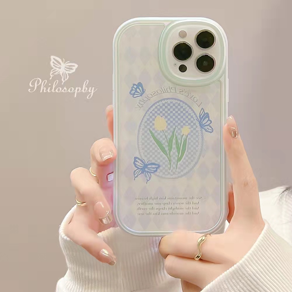 Casing Soft Case TPU Motif Bunga Tulip Untuk iPhone 13 / 13pro / 13prm / 11 / 7Plus / 8Plus / Xr / XS / 13 / 12pro Max