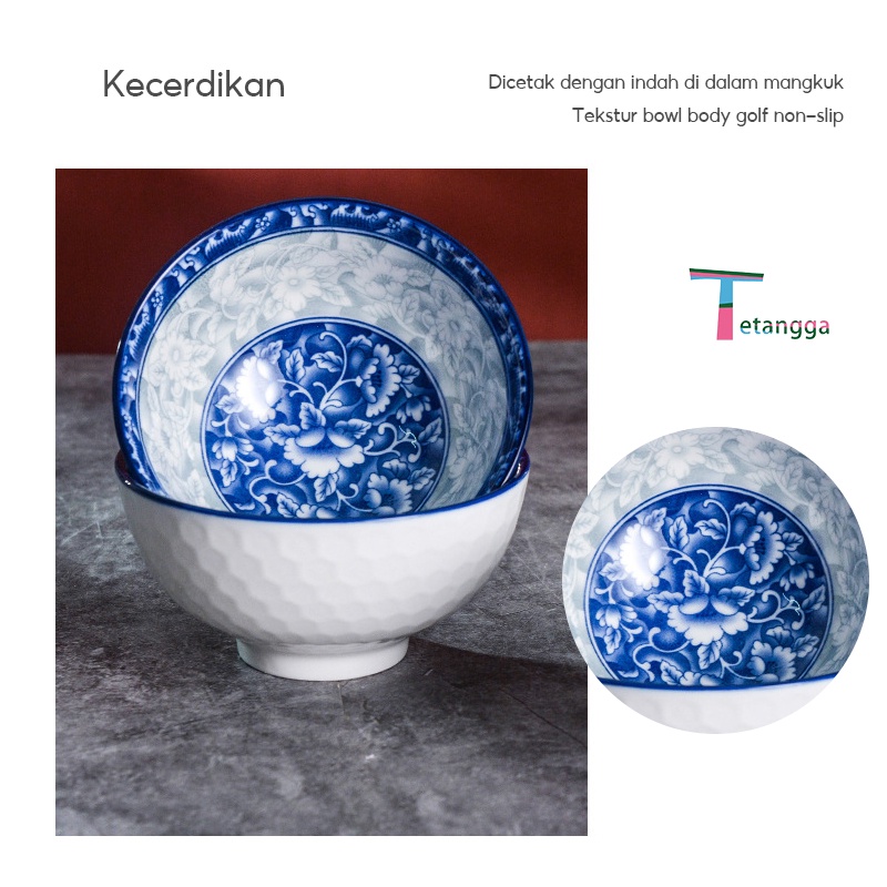 Souvenir mangkok set premium peralatan makan porselen biru dan putih mangkuk keramik kotak hadiah Kado Bingkisan Japanese Bowl Set