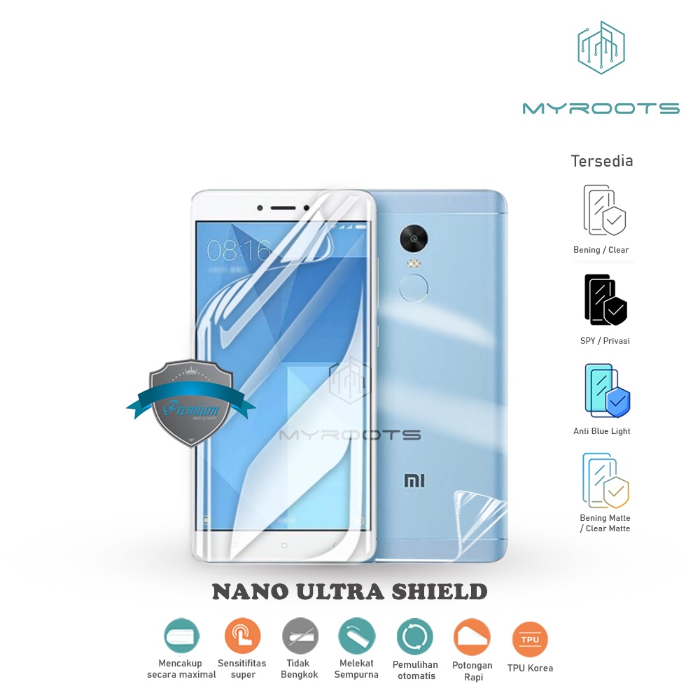 ANTI GORES JELLY HYDROGEL XIAOMI MI 5X - MI A1 FULL Depan Belakang Myroots Anti Spy Glare Matte Blue Ray