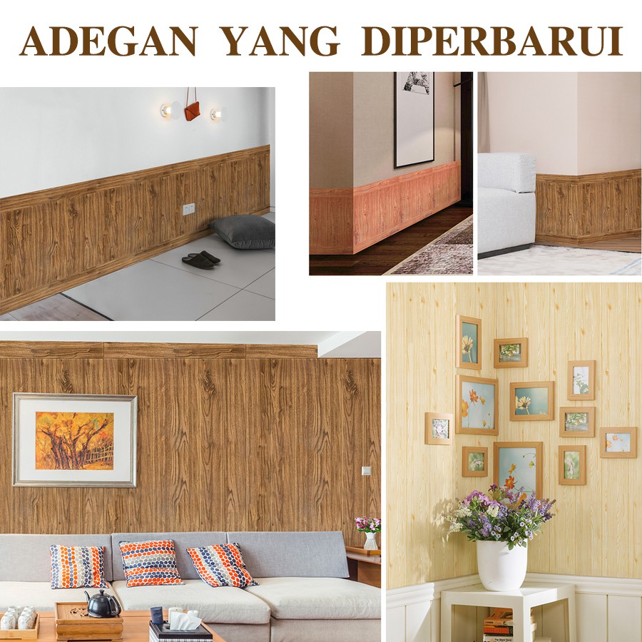 Wallpaper dinding Foam 3D  Kayu 70x77cm KAYU FOAM Brick Panel WallSticker Dekorasi Dinding-7