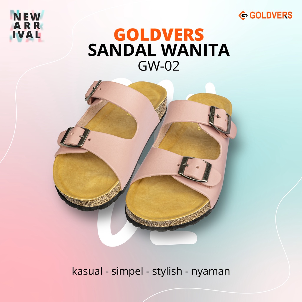 INDORAYA STORE Sandal Wanita Original GOLDVERS Model Slot Gesper 2 Casual Premium Hight Quality