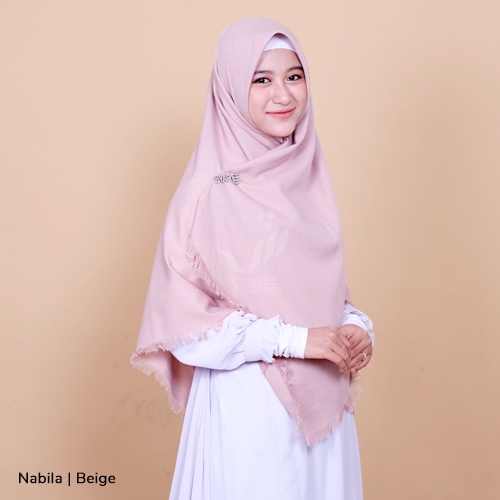 Nabila | Jilbab Segiempat Hijab Khimar Panjang Lebar Syar'i Rawis Ukuran 130x130 Bahan Supernova Polos