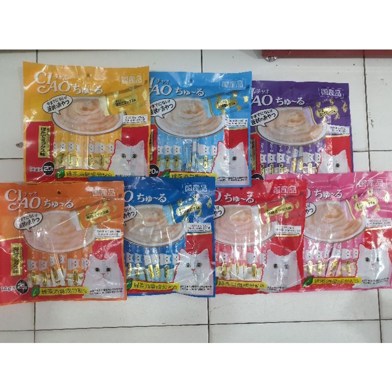 Ciao Liquid Churu Chicken and Bonito isi 20pcs/Snack Kucing Ciao Creamy