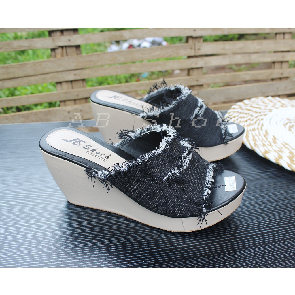 Sandal Wedges Wanita Kokop Rumbai / Selop Sendal Casual Murah DE 08