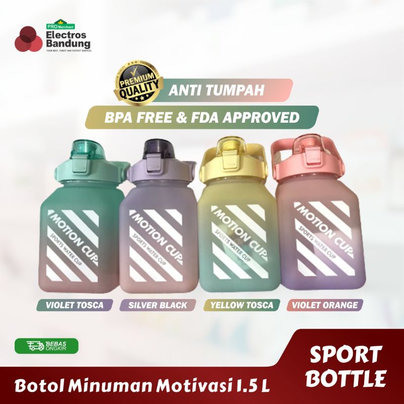 BOTOL MINUMAN MOTIVASI KOTAK 1500ML GRADASI VIRAL BONUS STIKER LUCU - BOTOL MINUMAN VIRAL PENANDA WAKTU MURAH (BISA COD)