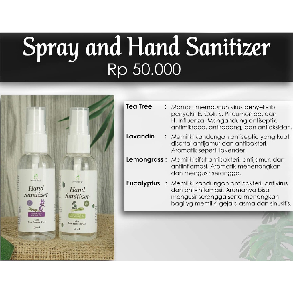 Hand Sanitizer Spray With Essential Oil - Eucalyptus &amp; Lemongrass Oil